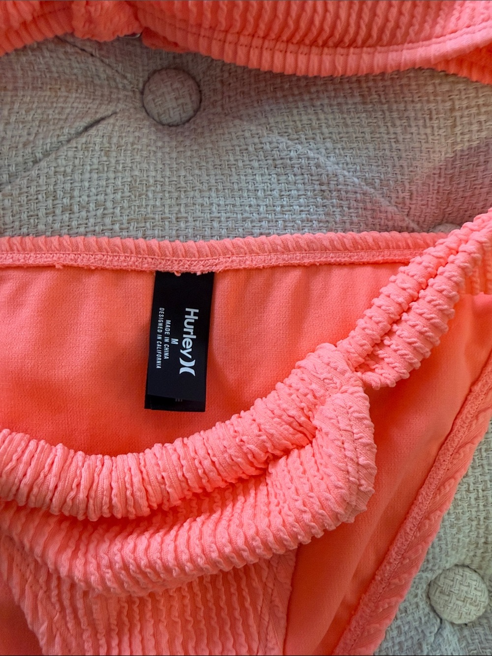 Hurley Coral-Orange Ribbed Knot Bikini Set - Picture 3 of 9